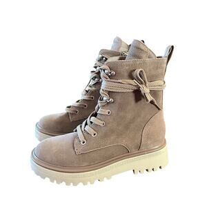 Kenneth Cole Radell Lace Up Suede Combat Boots Lug Sole NEW Size 5.5